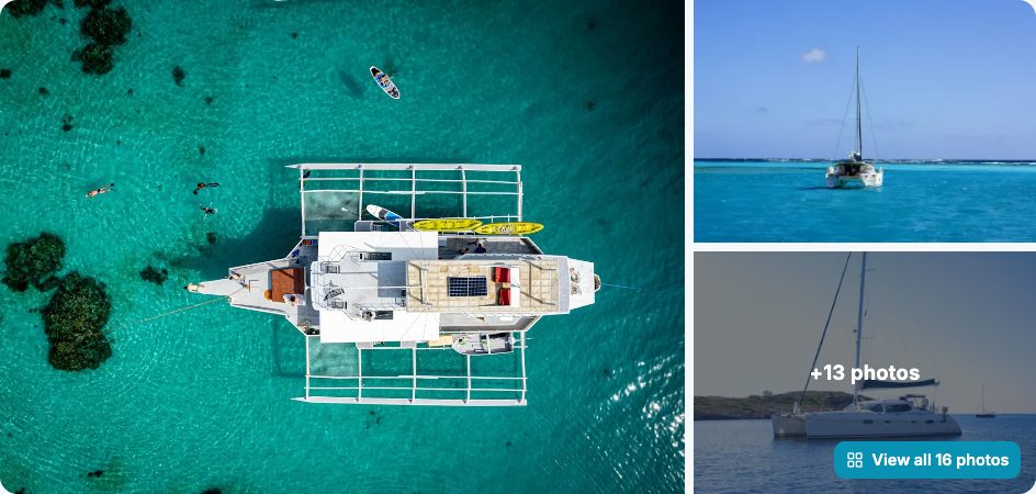 Screenshot: il mosaico di foto di una barca con il pulsante vedi tutte le foto